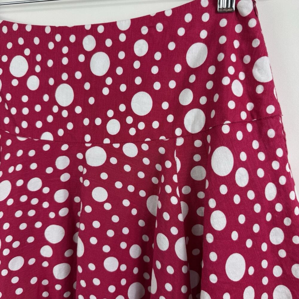 Larry Levine Pink Polka Dot Skirt Size 6 Linen Blend Asymmetrical Hem Fairycore - Picture 6 of 9